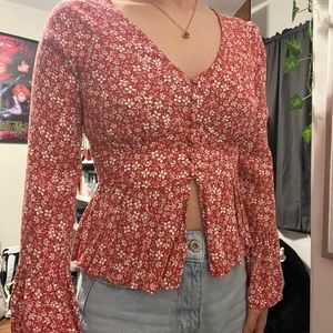 floral bell sleeve blouse